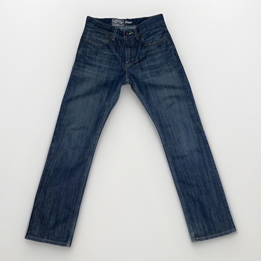 Signature Levi Strauss & Co Men's Dark Blue Skinny Jean Pants Size 30